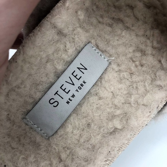 STEVEN STEVE MADDEN Stessi Black Sherpa Lined Slip-on Sandal Size 7 - Picture 6 of 10